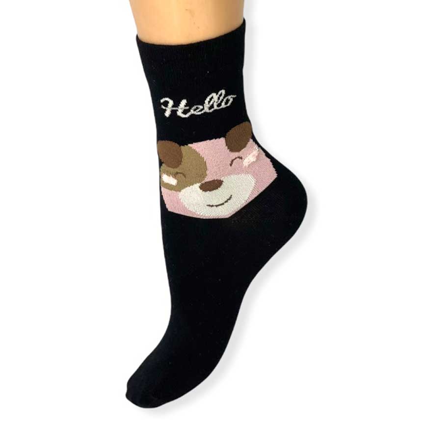 Γυναικείες Κάλτσες Μαύρες με τύπωμα αρκουδάκι