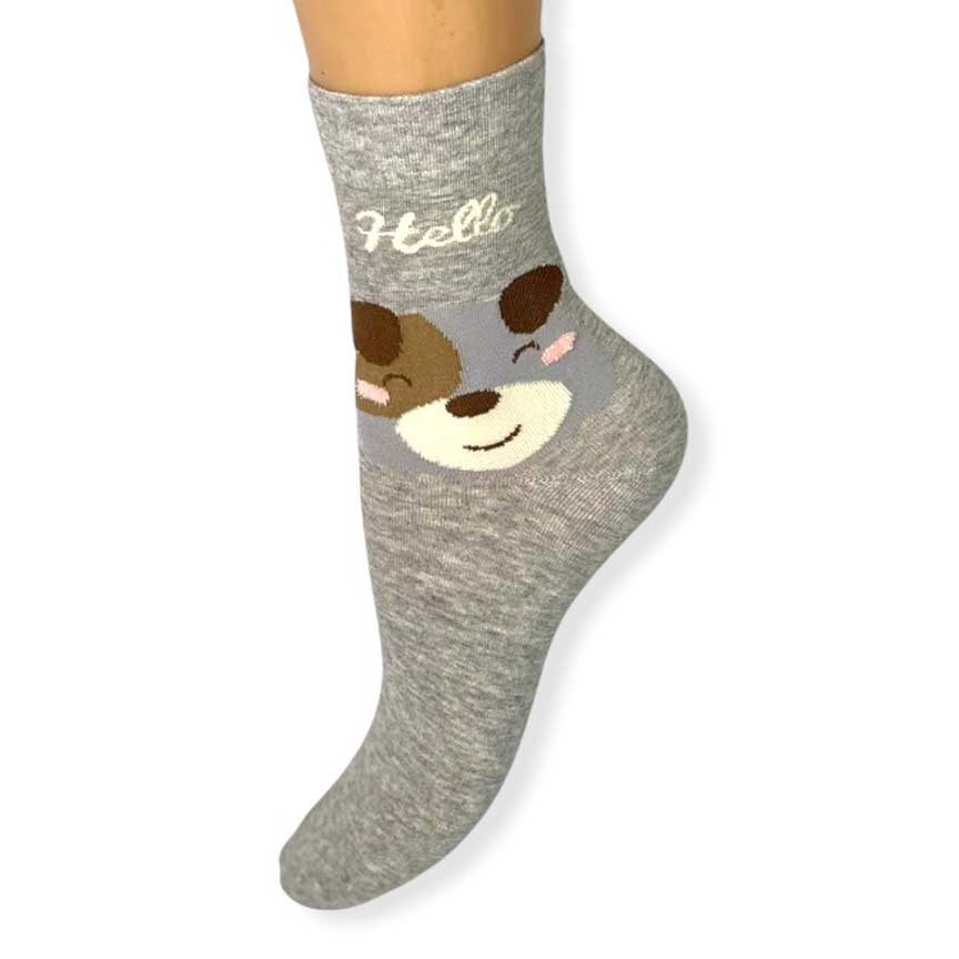 Γυναικείες Κάλτσες Γκρί με τύπωμα αρκουδάκι