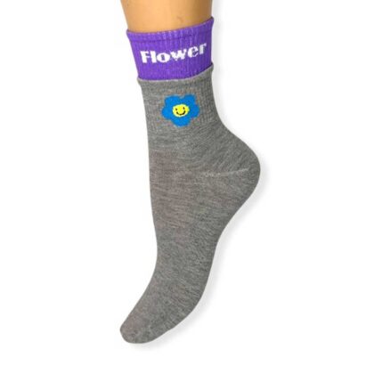 Κάλτσες με σχέδιο Flower γκρί