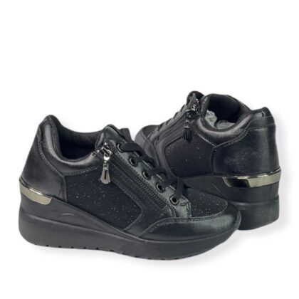 Venini Sneakers με σόλα Πλατφόρμα Μαύρα. Στιλάτα παπούτσια σχεδιασμένα με τις τελευταίες τάσεις της μόδας