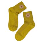 Γυναικείες Κάλτσες με κέντημα Κίτρινες