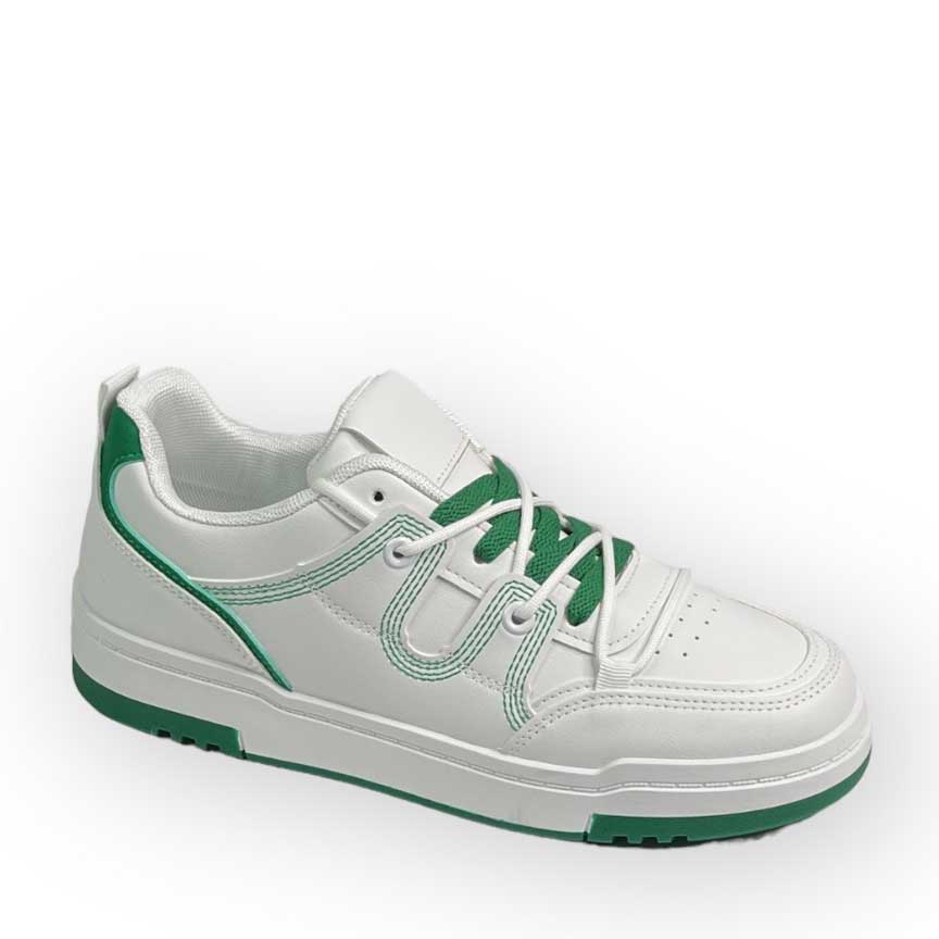 Sneakers με διπλό κορδόνι λευκό-πράσινο