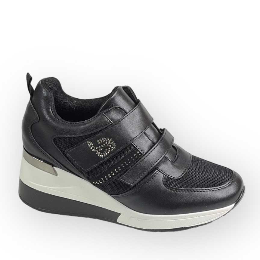 Πλατφόρμα Sneakers με αυτοκόλλητα Μαύρα