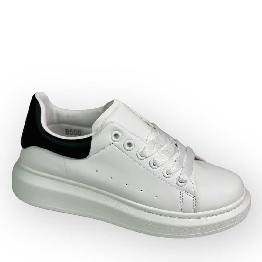 Sneakers Γυναικεία Δίπατα Λευκό-Μαύρο