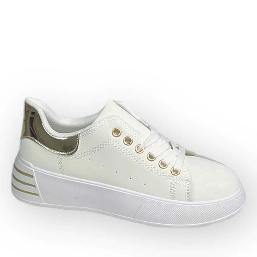Λευκό Sneakers με Χρυσές Λεπτομέρειες