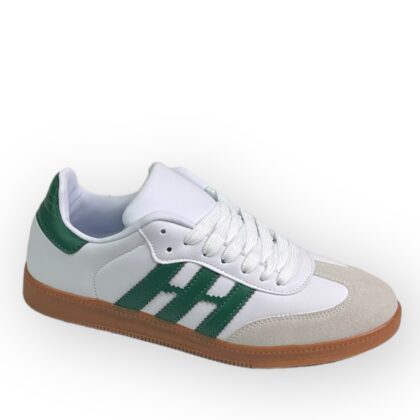 Λευκό-Πράσινο  Sneakers με Κορδόνια